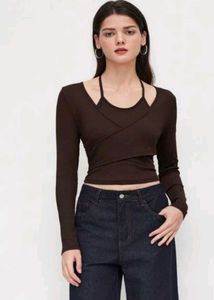 Chic Layered Long Sleeve Top in S size