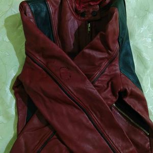 Women's Colourblock Leather Biker Jacket