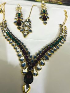 Purple,green&silver Necklace Set❤️