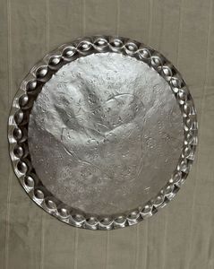 2 Round Silver Platted Finished Decorative Tray