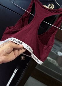 Calvin Klein Burgundy Logo Trim Top