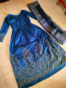 Blue Embroidered Anarkali🧙💎🧋🥤