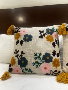 Embroidered Floral Accent Cushion Cover Set of 2