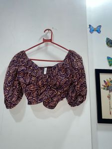 Boho Paisley Print Crop Top