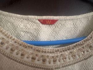 W Elegant Beige Embroidered Kurta