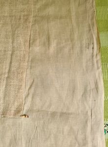 Beige Cotton Chunni/Dupatta with jute panel
