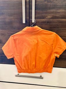 Forever 21 Orange Crop Button Up Shirt