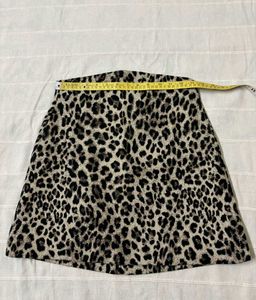 Mango Leopard Print A-Line Skirt