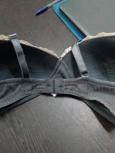 Comfortable Grey Lace Trim Bra