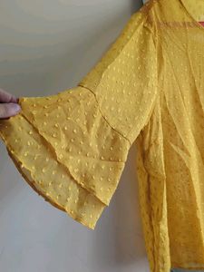 Yellow Ruffled Sleeve Blouse