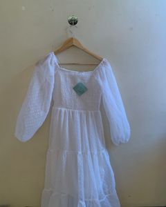 White Smocked Tiered Maxi Dress