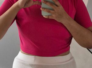 Hot Pink Cropped T-Shirt
