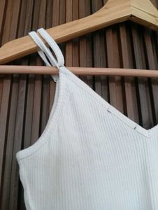 White V-Neck Spaghetti Strap Bodysuit