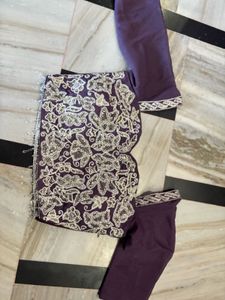 Embroidered Purple Blouse , plazo wit