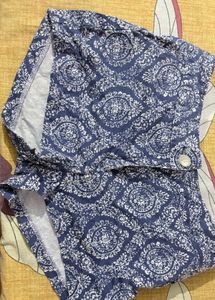 Blue & White Patterned hot pants
