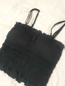 Black Smocked Camisole Top