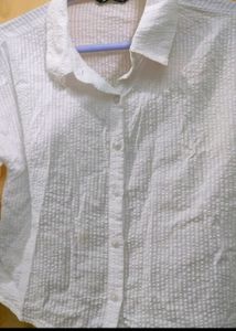 White Crop Shirt For Women