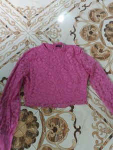Pink Lace Crop Top