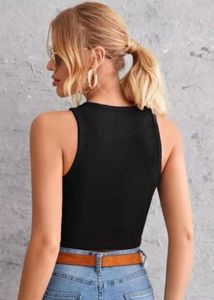 Black Ribbed Crop Top