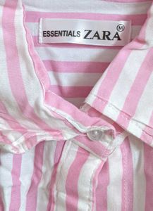 Zara Pink &amp; White Striped Shirt