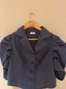 Stylish Navy Blue Puff Sleeve Top