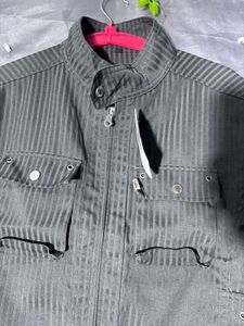 Men's Grey Striped Bomber Jacket