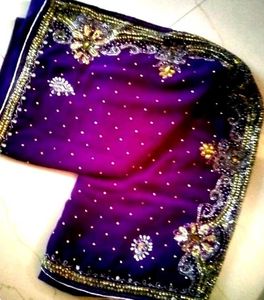 Purple Embellished Saree