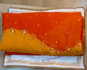 Vibrant Orange and Yellow y2k Saree