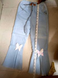 Girls Light Blue Butterfly Flared Jeans | 2 to 4 Y