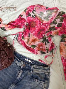 Floral Mesh Top