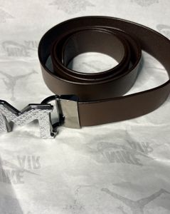 Stylish Brown Belt with Geometric Buckle
