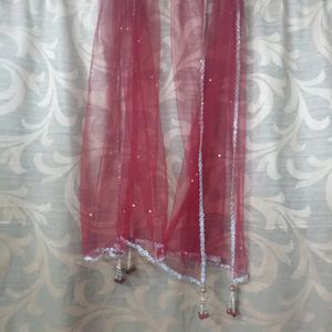 Elegant Red Net Dupatta Scarf