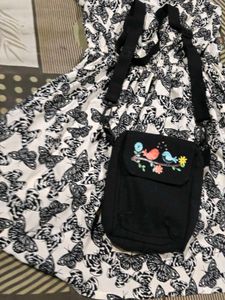 Cute Butterfly Print Dress and bag free