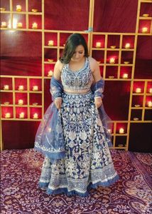 Stunning Blue Embroidered Lehenga Choli