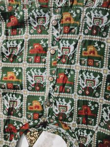 Green Ethnic Print Kurta
