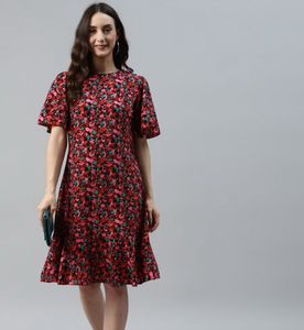 plusS Floral Print Midi Dress