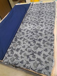 Unstitched Dress Material - Blue &amp; Floral Print