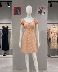 NEW Cute Peach Gingham Floral Dress
