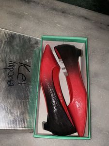 Red &amp; Black Croc Print Ballerinas