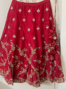 Red Embroidered Skirt