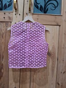 Pink Mesh Sleeveless Top