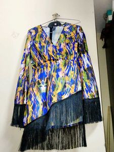 Vibrant Abstract Print Fringe Dress one freebie 🎁