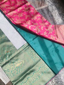 New Vibrant pink and Green pattu saree💚💓