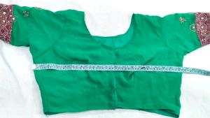 Saree blouse Flourescent green kasab full work