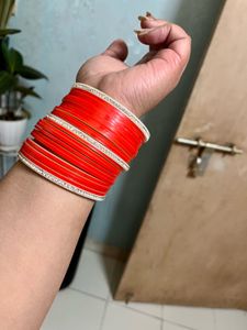 Red &amp; Rhinestone Chura Set