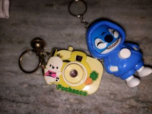 Cute Stitch & Pochacco Camera Keychains