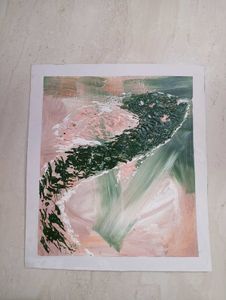 Abstract Green &amp; Pink Painting(hand-painted)