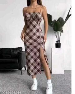 Trendy plaid maxi dress (XL)