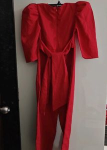 Vibrant Magenta Jumpsuit with Puff Sleeves