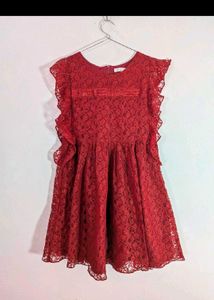 Red Lace Ruffle Dress